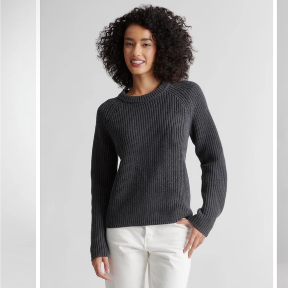 Quince 100% cotton fisherman crew neck sweater - Picture 1 of 4